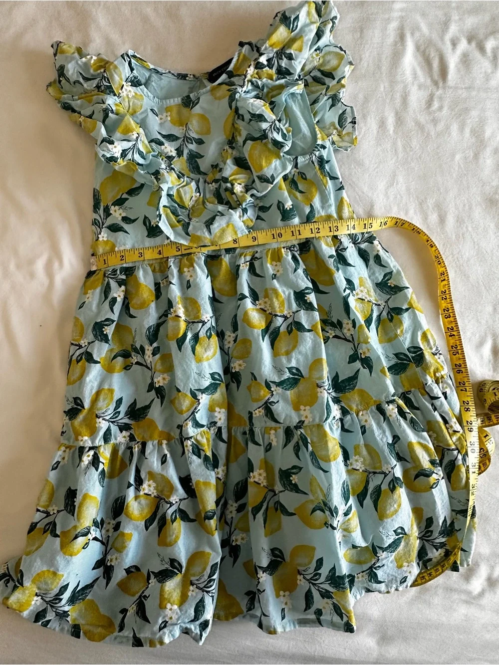 French Connection Light Blue Lemon Ruffle Tier Dress